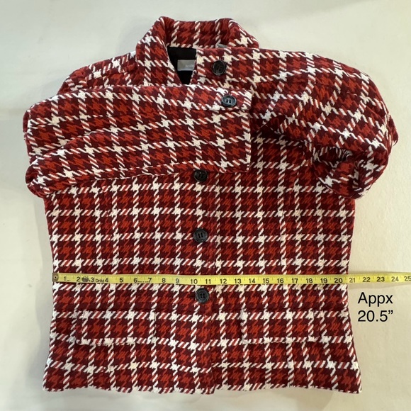 LIZ CLAIBORNE Wool Blend Houndstooth Peplum Maroon Orange Jacket (XL) - Picture 11 of 17